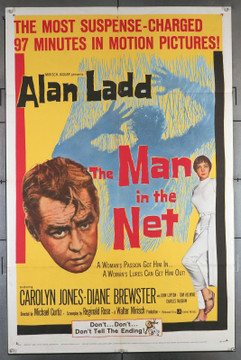 MAN IN THE NET, THE (1959) 11390  Movie Poster   Alan Ladd  Carolyn Jones  Michael Curtiz Original U.S. One-Sheet Poster (27x41) Folded  Fine Plus Condition