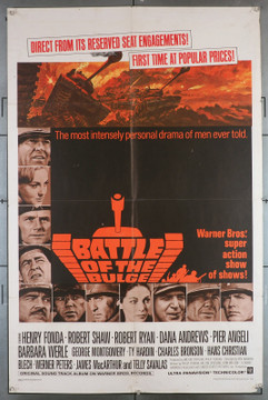 BATTLE OF THE BULGE (1966) 11282 Movie Poster  Henry Fonda  Robert Shaw  Charles Bronson  Robert Ryan  Pier Angeli  George Montgomery  Ken Annakin Original U.S. One-Sheet Poster (27x41) Folded  Good Condition  Average Used  Theater Used