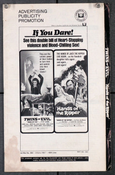 TWINS OF EVIL (1971) 29451  Pressbook for Double-Feature with HANDS OF THE RIPPER  HAMMER FILMS Original Pressbook for Double Feature Release    11 Pages  Ads and Publicity Material