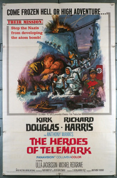 HEROES OF TELEMARK, THE (1966) 3717  Movie Poster   Kirk Douglas  Richard Harris  Ulla Jacobsson  Michael Redgrave Original Columbia Pictures One Sheet Poster (27x41).  Folded.  Very Fine Condition.