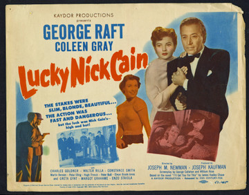 LUCKY NICK CAIN (1951) 10789  Lobby Card  George Raft  Coleen Gray Original U.S. Title Lobby Card (11x14)  Fair to Good Condition