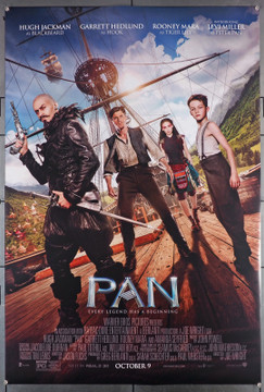 PAN (2015) 29468  Movie Poster  Hugh Jackman  Levi Miller  Amanda Seyfried  Rooney Mara Original U.S. One-Sheet Poster (2015) Rolled  Double-Sided  Fine Plus Condition