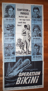 OPERATION BIKINI (1963) 29467  Tab Hunter   Frankie Avalon   Scott Brady  Jody McCrea   Gary Crosby Original U.S. Three-Sheet Poster (41x81)  Folded  Average Used Condition