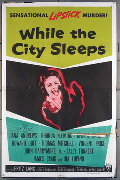 WHILE THE CITY SLEEPS (1956) 2932  Movie Poster   Film Noir Poster  27x41  Fritz Lang Director RKO Original U.S. One-Sheet Poster (27x41) Folded  Average Used