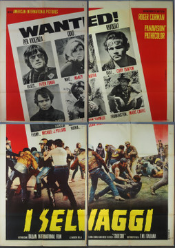 WILD ANGELS, THE (1966) 23039  Large Italian Movie Poster  Peter Fonda  Nancy Sinatra   Roger Corman Original Italian Large Format Poster (79x84).  Folded.  Fine Plus.  Very Large and Rare!