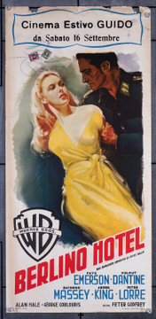 HOTEL BERLIN (1945) 24386  Italian Locandina Movie Poster  14x28   Faye Emerson  Raymond Massey  Peter Lorre  Peter Godfrey  Art by Luigi Martinati Original Italian 14x28 Locandina Poster  (14x28)  Very Good Condition  Theater Used