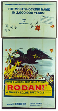 RODAN (1958) 9468  Movie Poster  (41x81) U.S. Three Sheet   Ishiro Honda Monster Film Poster Original RKO Pictures Three Sheet Poster (27x41).  Near mint condition.  Folded.  Never Used