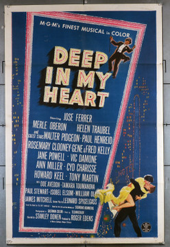 DEEP IN MY HEART (1954) 8605  Movie Poster (27x41) Jose Ferrer  Merle Oberon  Helen Traubel  Stanley Donen Original U.S. One-Sheet Poster (27x41) Folded  Fine Plus Condition