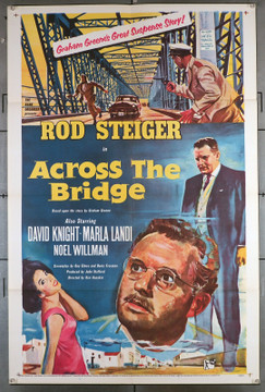 ACROSS THE BRIDGE (1957) 8607 Movie Poster (27x41)  Rod Steiger  David Knight  Marla Landi  Ken Annakin Original U.S. One-Sheet Poster (27x41) Folded  Very Fine Condition