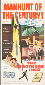 BROTHERS RICO, THE (1957) 13087  Movie Poster  (41x81)  Richard Conte  Dianne Foster  Phil Karlson Original U.S. Three-Sheet Poster (41x81) Folded  Theater Used  Average Condition