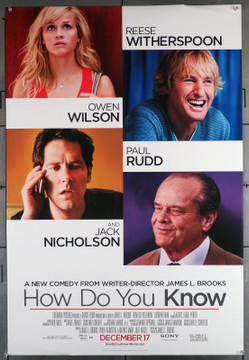 HOW DO YOU KNOW (2010) 29632  Movie Poster (27x40)  Reese Witherspoon  Paul Rudd  Owen Wilson   Jack Nicholson Original U.S. One-Sheet Poster (27x40)  Rolled  Double Sided  Very Good Plus Condition