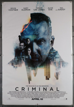 CRIMINAL (2016) 29631  Movie Poster (27x40)  Rolled Double-Sided  Kevin Costner  Gary Oldman  Tommy Lee Jones  Ariel Vromen Summit Entertainment Original U.S. One-Sheet Poster (27x40) Rolled  Very Good Plus