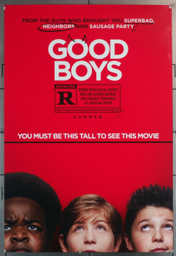 GOOD BOYS (2019) 29640  Movie Poster  (27x40)  Jacob Tremblay  Keith L. Williams  Brady Noon	 Original U.S. One-Sheet Poster (27x40)  Rolled  Fine Plus