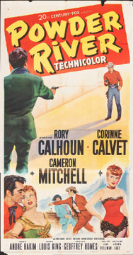 POWDER RIVER (1953) 13281  Movie Poster (41x81)  Rory Calhoun  Corinne Calvet   Cameron Mitchell Original U.S. Three Sheet Poster (41x81)  Folded  Average Used