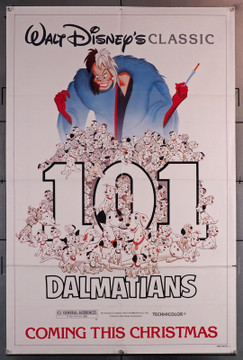 ONE HUNDRED AND ONE DALMATIANS (1961) 29646  Disney Animation Classic Poster   Re-release of 1985 Original U.S. One-Sheet Poster (27x41) Folded  Average Used Condition  Single-Sided