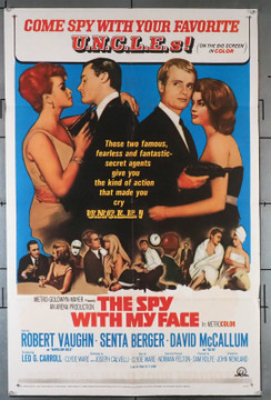 SPY WITH MY FACE, THE (1966) 4267  Movie Poster (27x41) Folded Theater-Used  David McCallum  Robert Vaughn  Senta Berger  Leo G. Carroll  John Newland Original MGM One Sheet Poster (27x41)  Theater Used  Folded  Very Good Plus to Fine Condition