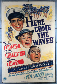 HERE COME THE WAVES (1944) 29795 Movie Poster (27x41) Bing Crosby  Betty Hutton  Sonny Tufts  Mark Sandrich Original U.S. One-Sheet Poster (27x41) Folded and in Fine Plus to Very Fine Condition