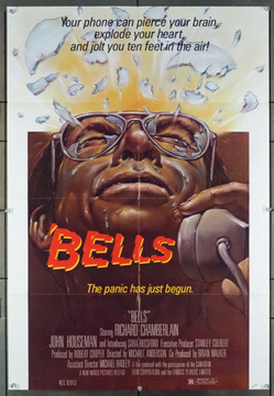 BELLS (1982) 11945  Horror Movie Poster (27x41) John Houseman  Richard Chamberlain  Alternate title for MURDER BY PHONE  Film directed by Michael Anderson Original New World Pictures One Sheet Poster (27x39). "Bells" alternate title. Folded. Very Fine.