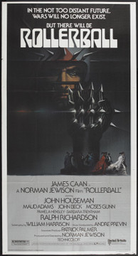 ROLLERBALL (1975) 26046 Movie Poster (40.5 x 77) Scarce Large Format Poster  James Caan  John Houseman   Maud Adams   Ralph Richardson  Norman Jewison United Artists Original Three-Sheet Poster  40.5x77  Folded  Very Fine Condition