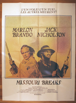 MISSOURI BREAKS, THE (1976) 1749  Movie Poster  Original French Grande Poster (47x63)  Marlon Brando  Jack Nicholson  Arthur Penn  Art by Jouineau Bourduge Original French Grande Poster (47x41)  Folded  Very Fine Condition  Folded