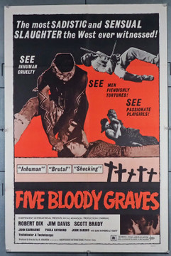 FIVE BLOODY GRAVES (1970) 3385  Movie Poster  (27x41)  Folded  Robert Dix  Jim Davis  Scott Brady Original Independent-International Pictures U.S. One-Sheet Poster  Folded  Fine Plus Condition