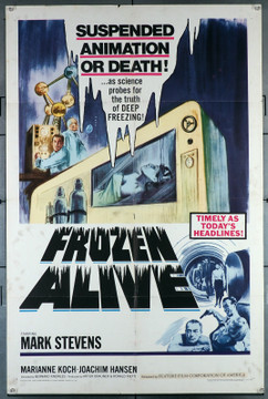 FROZEN ALIVE (1966) 3386  Movie Poster  (27x41) Folded  Mark Stevens  Marianne Koch  Joachim Hansen   Bernard Knowles Original U.S. One-Sheet Poster (27x41)  Folded  Average Used Condition