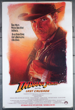 INDIANA JONES AND THE LAST CRUSADE (1989) 224  Movie Poster  27x41  Advance Style  Harrison Ford Portrait by Drew Struzan   Original Advance U.S. One-Sheet (27x41)  Rolled  Very Fine  Drew Struzan Art