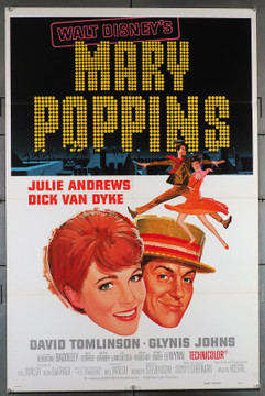 MARY POPPINS (1964) 16426  (27x41)  U.S. Re-release Poster from 1973   Julie Andrews  Dick Van Dyke   Robert Stevenson Original U.S. One-Sheet Poster (27x41) Folded  Very Fine Condition  Release of 1973