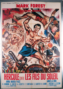 HERCULES AGAINST THE SONS OF THE SUN (1964) 11822  Movie Poster (47x63) Mark Forrest  Giuliano Gemma  Osvaldo Civirani Original French Grande Poster (47x63) Folded  Fine Plus to Very Fine Condition