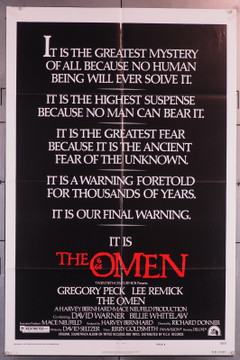 OMEN, THE (1976) 29741  Movie Poster (27x41) Folded  Gregory Peck  Lee Remick  Richard Donner Original U.S. One-Sheet (27x41) Folded  Very Good Plus