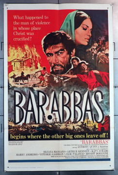 BARABBAS (1961) 5989  Movie Poster (27x41)  Anthony Quinn  Arthur Kennedy  Jack Palance  Silvana Mangano  Richard Fleischer Original U.S. One-Sheet Poster (27x41) Folded  Very Fine