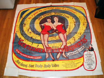 GENTLEMEN MARRY BRUNETTES (1955) 9469  Movie Poster  Six-Sheet  81x81  Jane Russell  Jeanne Crain  Alan Young  Scott Brady  Rudy Vallee  Fats Waller  Eric Pohlman  Richard Sale Original U.S. Six Sheet Poster  (81x81)  Folded  Never Used  Very Fine