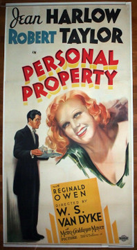 PERSONAL PROPERTY (1937) 29942  Movie Poster  Jean Harlow  Robert Taylor  Reginald Owen   W.S. Van Dyke Original U.S. Three-Sheet Poster (41x81)  Linen Backed  Fine Condition