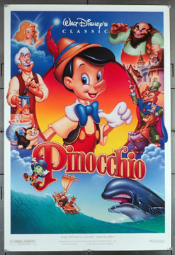 PINOCCHIO (1940) 29940  Movie Poster  Re-release Poster of 1992  Never Folded  Very Fine Original U.S. One-Sheet Poster (27x40) Double-Sided  Very Fine Condition