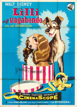 LADY AND THE TRAMP (1955) 29993  Italian Movie Poster  First Release  79x55  Very Good Plus Condition Original Italian First Release 79x55 Poster   Rare Disney Animation Poster