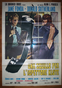 KLUTE (1971) 30009  Italian Movie Poster (39x55) Folded  Jane Fonda  Donald Sutherland  Alan J. Pakula  Art by Rodolfo Gasparri Original Italian 39x55 Poster  Folded  Fine Plus Condition