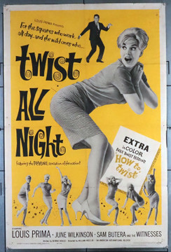 TWIST ALL NIGHT (1962) 30029  Movie Poster  June Wilkinson  Louis Prima   William Hole, Jr. Original U.S. One-Sheet Poster (27x41) Folded  Theater Used  Good Condition