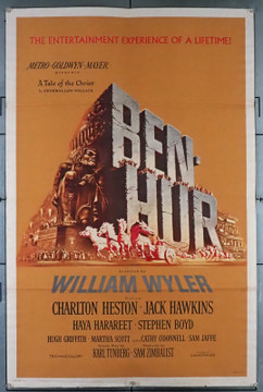 BEN-HUR (1959) 30011  Movie Poster  U.S. One-Sheet  Folded  Charlton Heston  Stephen Boyd  Haya Harareet  Jack Hawkins  Cathy O'Donnell  Hugh Griffith  Martha Scott  William Wyler  Art by Joseph Smith Original U.S. One-Sheet Poster (27x41) Folded  Fine Condition