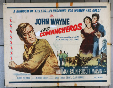 COMANCHEROS, THE (1961) 29619  Movie Poster (22x28) John Wayne  Stuart Whitman  Ina Balin  Nehemiah Persoff  Lee Marvin  Michael Curtiz Original U.S. Half-Sheet Poster (22x28) Folded  Average Used Condition