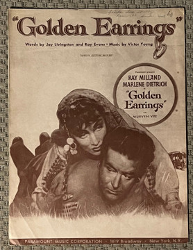 GOLDEN EARRINGS (1947) D30089  Original Paramount Music Corporation Sheet Music  Complete  Marlene Dietrich   Ray Milland   Original Sheet Music   Published 1946