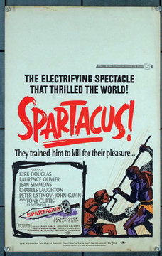 SPARTACUS (1960) 30123  Movie Poster  (14x22)  Re-release of 1967  Kirk Douglas   Stanley Kubrick Original U.S. Window Card  Re-release of 1967  Theater-Used  Very Good Plus Condition