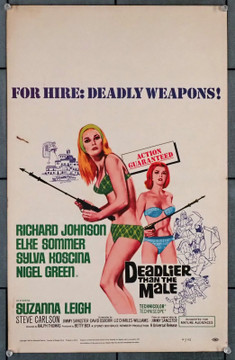 DEADLIER THAN THE MALE (1967) 30114  Movie Poster  (14x22) Elke Sommer  Sylva Koscina  Richard Johnson  Nigel Green  Ralph Thomas Original U.S. Window Card (14x22)  Never Folded  Fine Plus Condition