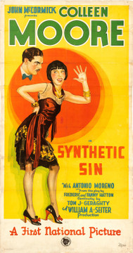 SYNTHETIC SIN (1929) 30182 Movie Poster (41x81) Colleen Moore  Antonio Moreno  William A. Seiter Original U.S. Three-Sheet Poster (41x81) Linen-Backed  Very Good Plus to Fine Condition