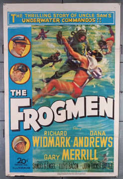 FROGMEN, THE (1951) 30184  Movie Poster (27x41) Folded  Richard Widmark   Dana Andrews   Gary Merrill   Robert Wagner  Jeffrey Hunter  Lloyd Bacon Original U.S. One-Sheet Poster (27x41)  Folded  Fine Plus Condition