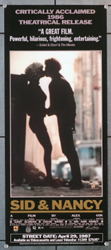 SID & NANCY (1986) 1079  Video Release Poster (11x25)  Never Folded  Gary Oldman  Chloe Webb  Alex Cox Original Video Release Point of Promotion Poster (11x25)  Very Fine