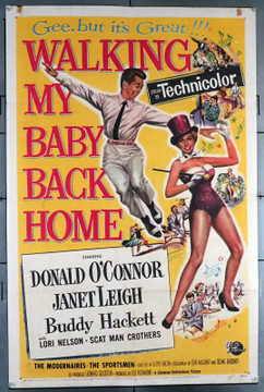 WALKING MY BABY BACK HOME (1953) 15095 Movie Poster (27x41) Donald O'Connor  Janet Leigh  Buddy Hackett  Lloyd Bacon	 Original U.S. One-Sheet Poster (27x41) Folded  Fine Plus Condition