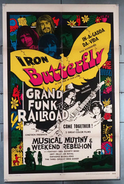 MUSICAL MUTINY     (1970) 15097 with Double-Feature  WEEKEND REBELLION (27X41)  Iron Butterfly  Grand Funk Railroad Original U.S. One-Sheet Poster (27x41)  Folded  Fine Plus Condition