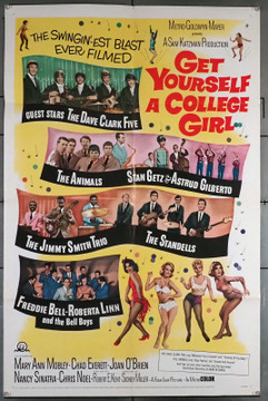 GET YOURSELF A COLLEGE GIRL (1965) 15107  Chad Everett  Mary Ann Mobley  The Dave Clark Five  Jimmy Smith Trio   Sidney Miller Original U.S. One-Sheet Poster (27x41) Folded  Fine Plus Condition