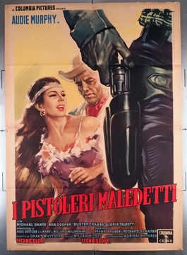 ARIZONA RAIDERS (1965) 28420  Movie Poster  39x55 Italian  Audie Murphy  Michael Dante  Ben Cooper  Buster Crabbe  Gloria Talbott   William Witney  Art attributed to Luigi Martinati	 Original Italian 39x55 Poster   Folded  Very Good Condition