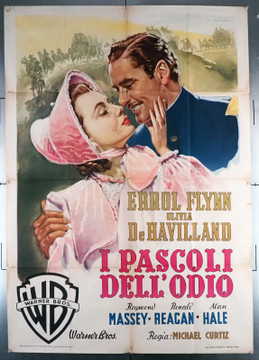 SANTA FE TRAIL (1940) 30352 Movie Poster  Errol Flynn  Olivia de Havilland  Raymond Massey  Michael Curtiz Original Italian Release 39x55 Poster  Folded   Fine Plus